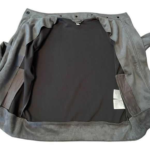 Bench jacket Alcantara Zip Up Biker Gray Size Medium - Picture 4 of 10